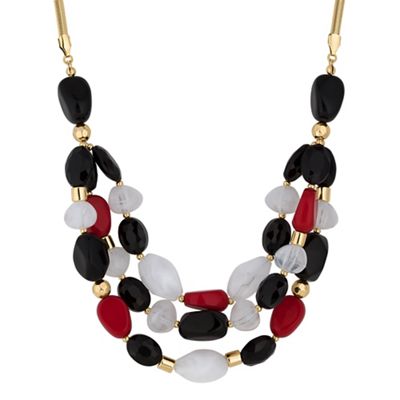 Red chunky stone multi layer necklace